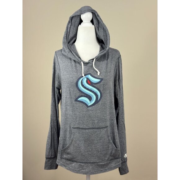 Seattle Kraken Champion Womens M Gray Hoodie Sweatshirt Drawstring Hood Pocket - Picture 2 of 10